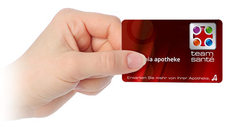 Apothekenkarte in rot von Team Santé